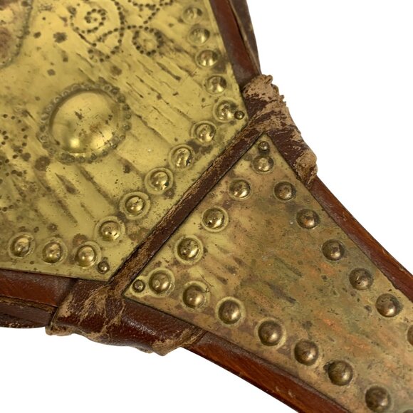 VTG Heart Hobnail Bellow Leather Wood Brass Made in Sweden Works *READ* - Picture 3 of 8